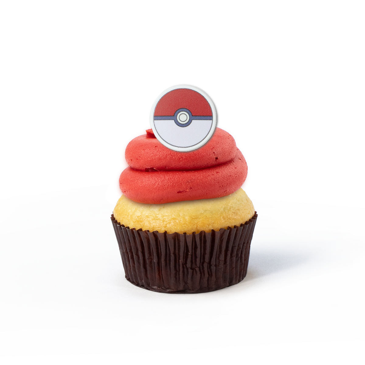 Single Pokémon nut-free cupcake with Pikachu image and frosting for an individual gift box or school lunch in Toronto.