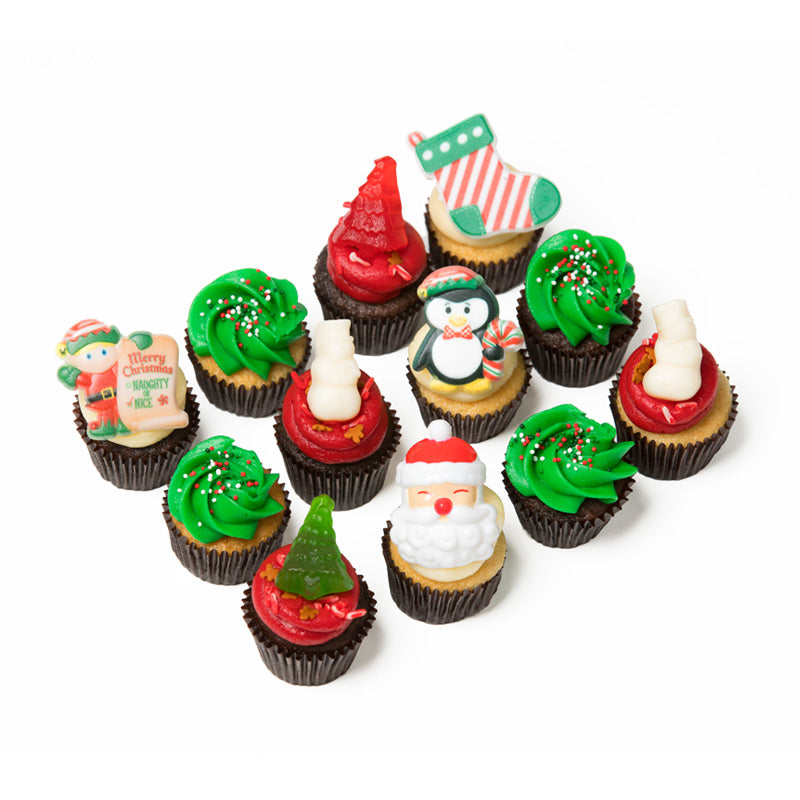 The Holly Jolly Dozen: Nut-Free Christmas Cupcakes