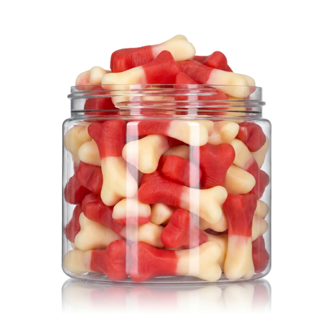 Gummy Bones (Bulk) featuring fun, sweet and fruit flavoured white gummy bones from a 100% peanut and tree nut free bakery.