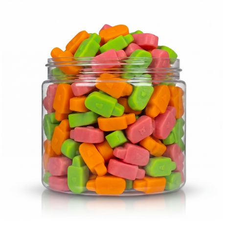 Gummy Ice Pops (Bulk) featuring nostalgic and fruity multi-coloured ice pop shaped soft gummy candies from a 100% peanut and tree nut free bakery.