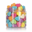 Rainbow Hearts bulk candy, assorted fruit flavour rainbow gummies, 100% peanut and tree nut free treats, delivery Toronto GTA.