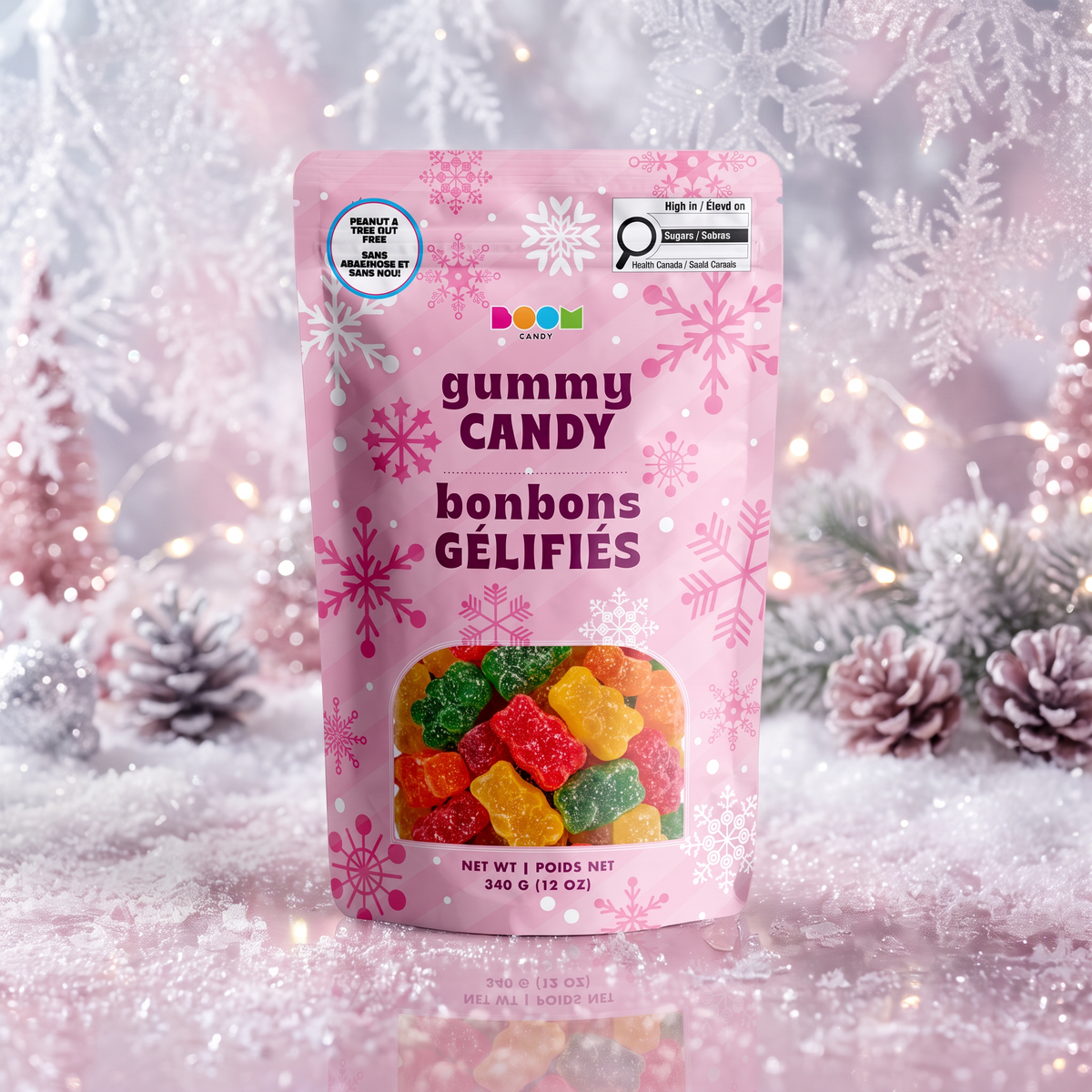 Pink Snowflakes: Festive Holiday Candy