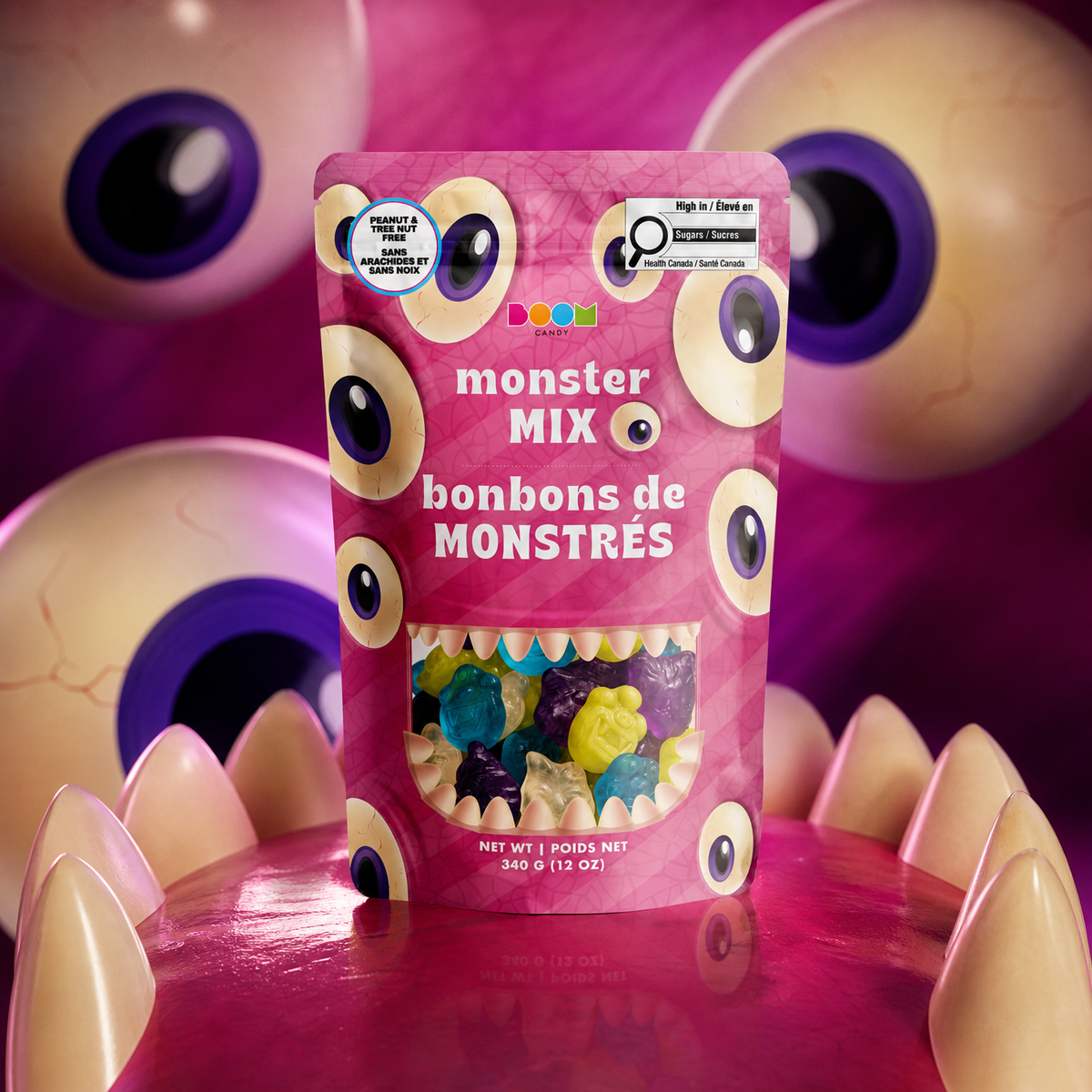 Pink Eyeball Monster: Assorted Gummy Candy