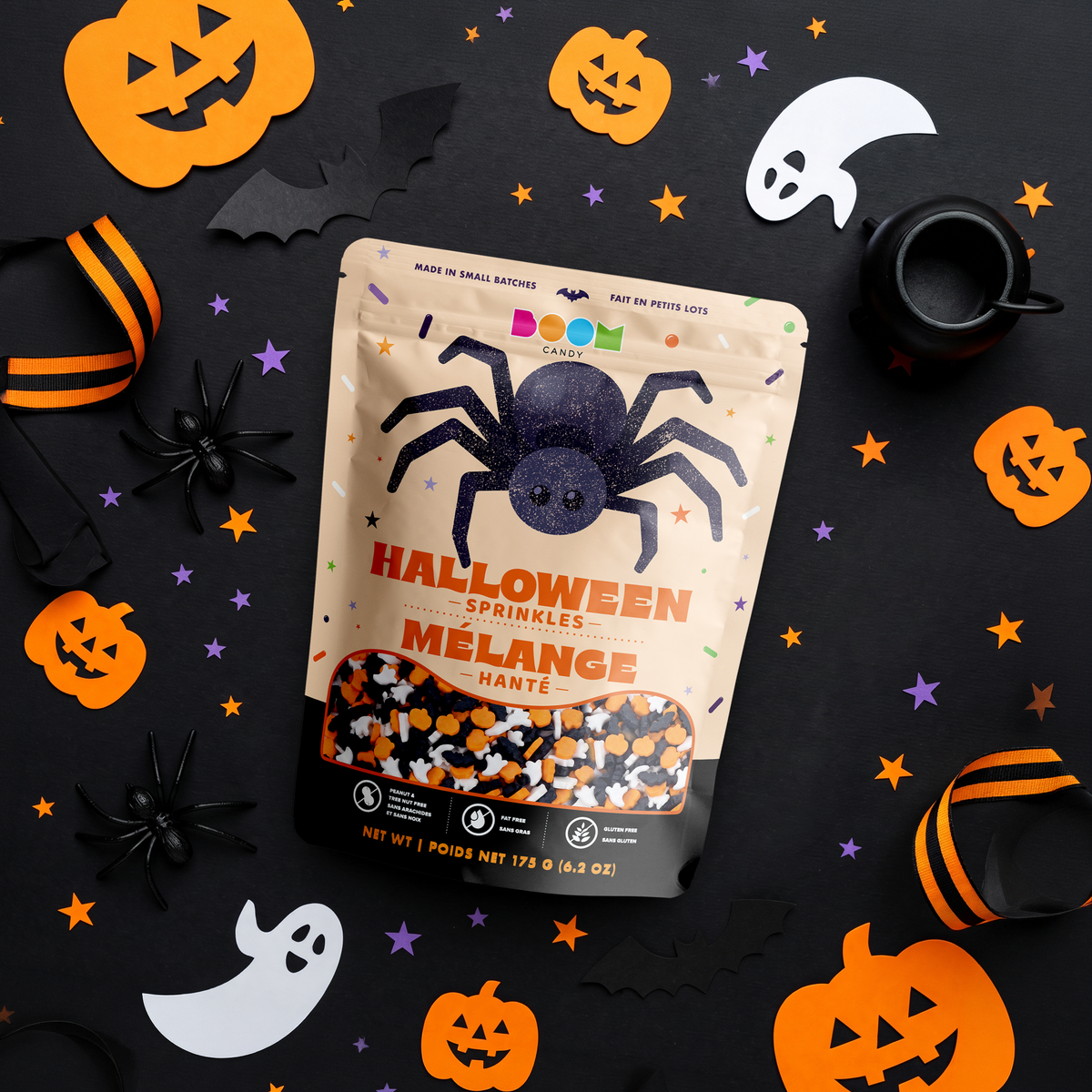 Halloween Quins: Spooky Pumpkins Bats and Ghosts Dessert Decorating Confetti Sprinkles