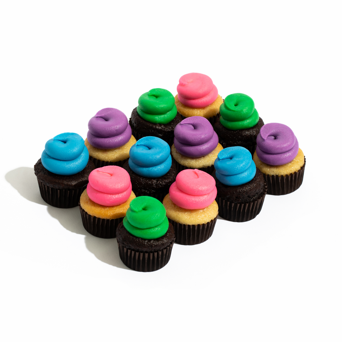 Custom Colour Cupcakes Dozen: Nut-Free Event Desserts