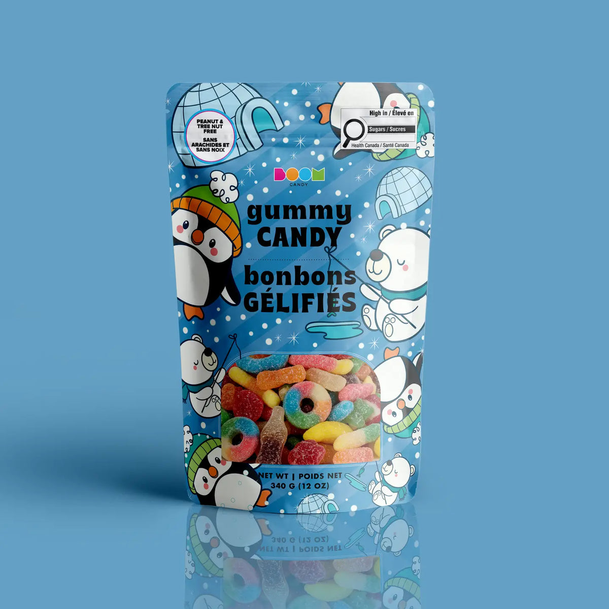Fishing Polar Bears & Penguins package featuring a playful and fun assortment of festive winter arctic candy treats from a 100% peanut and tree nut free facility.