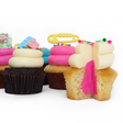 Gender Reveal Dozen 12 pack of nut-free cupcakes with hidden pink or blue frosting filling for Toronto delivery.