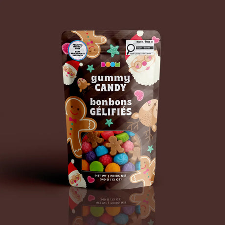 Santa, Gingerbread Men, & Reindeer package featuring a cheerful and fun assortment of festive holiday candy treats from a 100% peanut and tree nut free facility.