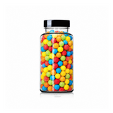 Cosmic Rocks Shaped Sprinkles package featuring a vibrant, multi-coloured assortment of irregular crunchy candy decorating pieces for baking from a 100% peanut and tree nut free facility.