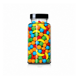 Fruit Mix Shaped Sprinkles package featuring a vibrant, multi-coloured assortment of miniature fruit candy confetti shapes for baking from a 100% peanut and tree nut free facility.