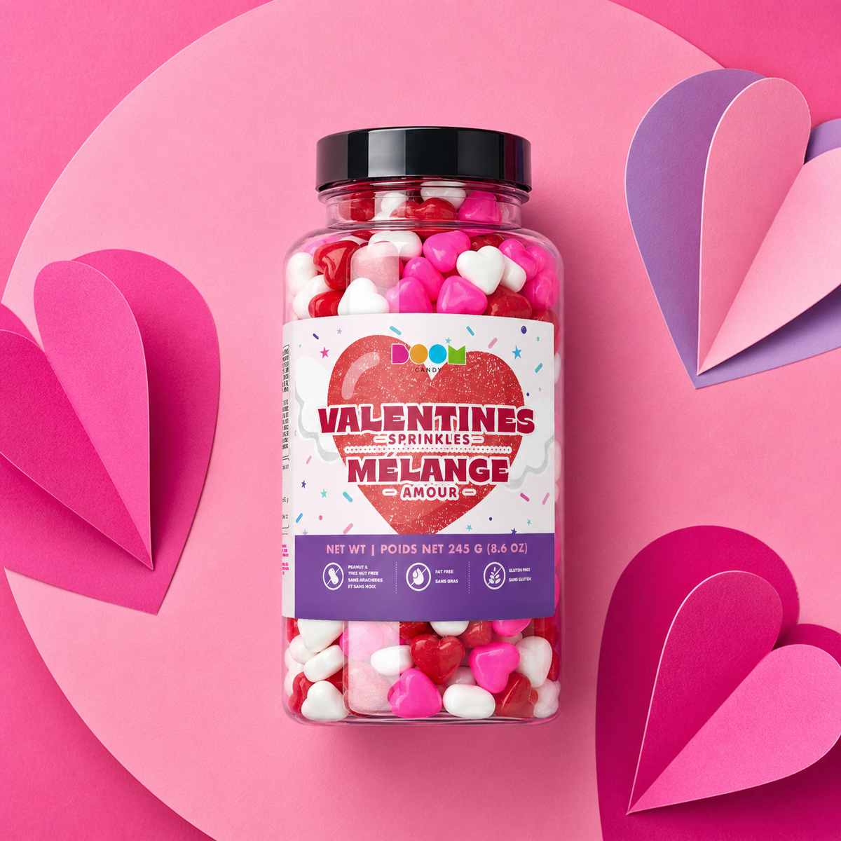Heart Shaped Sprinkles: Classic Red and White Anniversary Dessert Decorating Confetti Shapes