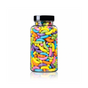 Multi Coloured Banana Shaped Sprinkles package featuring a vibrant, multi-coloured assortment of banana-shaped candy confetti shapes for baking from a 100% peanut and tree nut free facility.