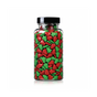 Christmas Tree Shaped Sprinkles package featuring a vibrant red and green assortment of holiday tree candy confetti shapes for baking from a 100% peanut and tree nut free facility.