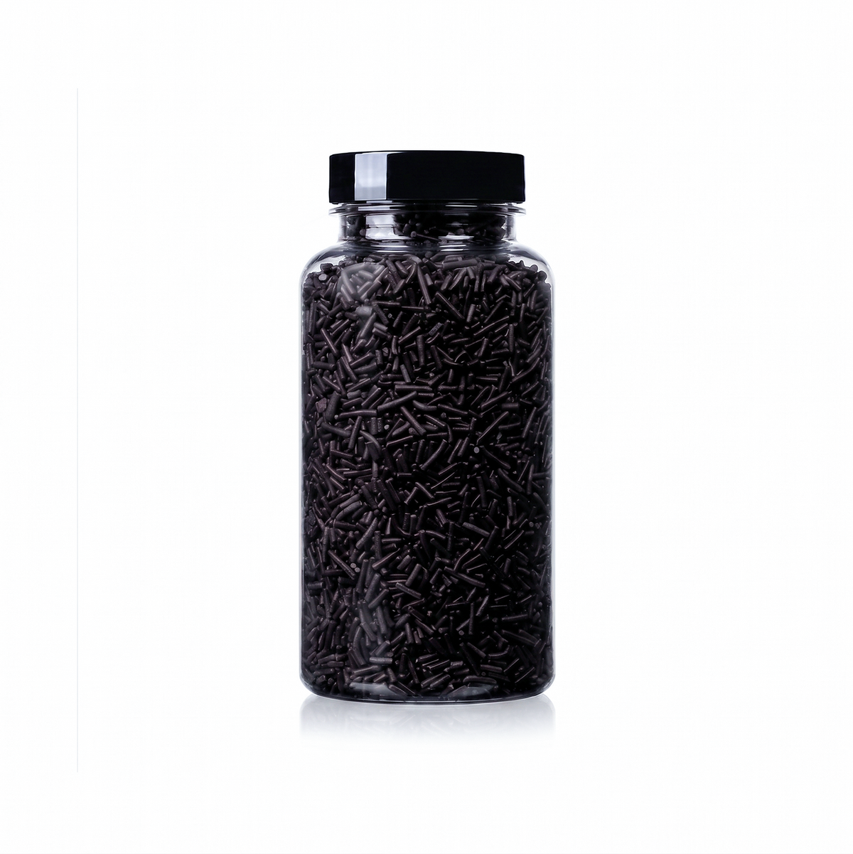 Black Jimmies package featuring a classic, premium assortment of deep black decorating sprinkles for baking from a 100% peanut and tree nut free facility.