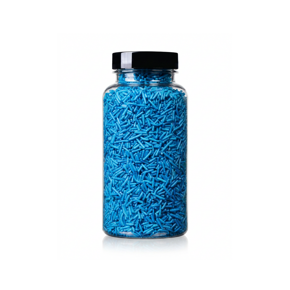 Blue Pastel Jimmies package featuring a soft, baby blue assortment of premium decorating sprinkles for baking from a 100% peanut and tree nut free facility.
