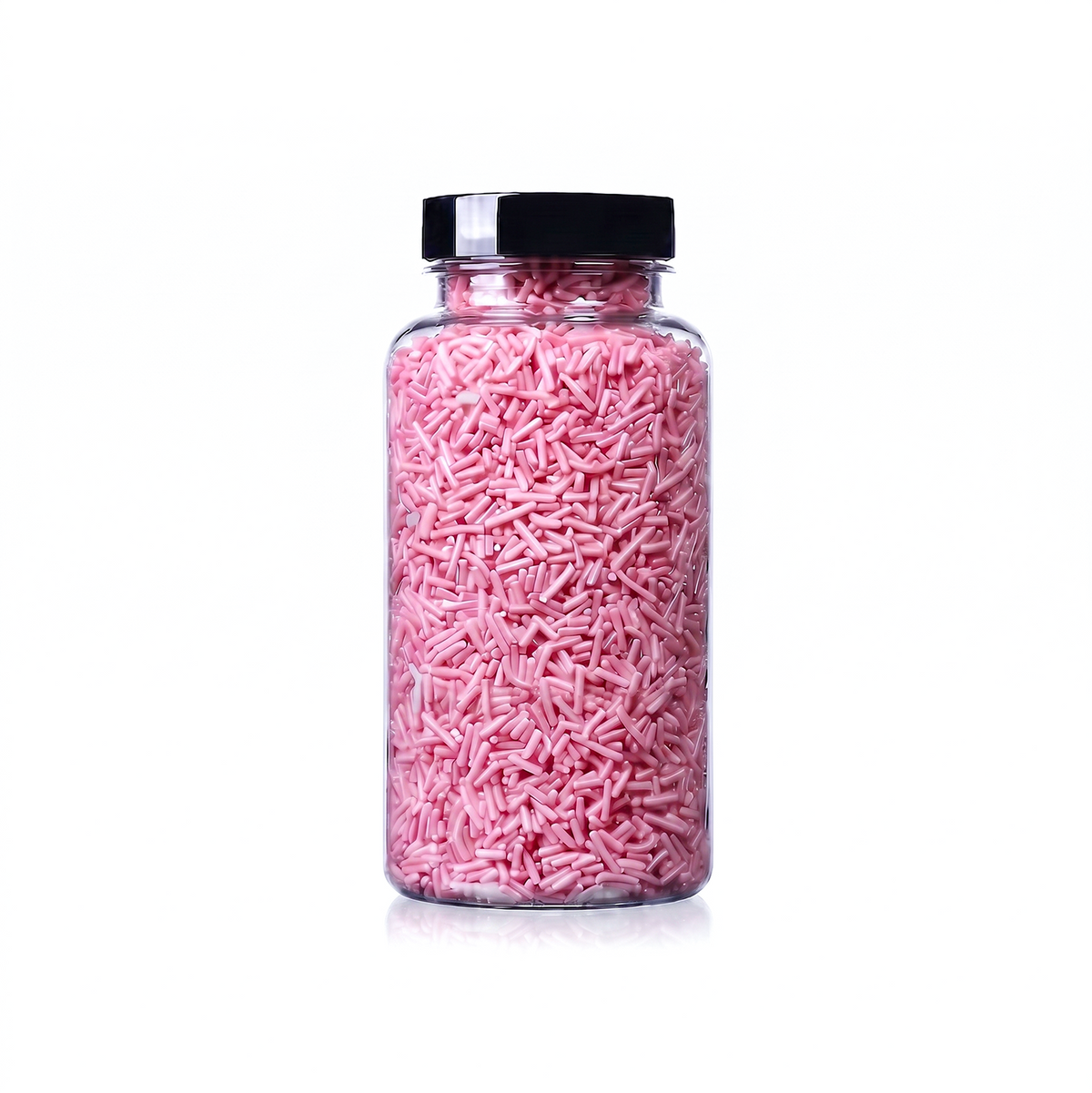 Pink Aurora Jimmies package featuring a shimmering, magical pink assortment of premium decorating sprinkles for baking from a 100% peanut and tree nut free facility.