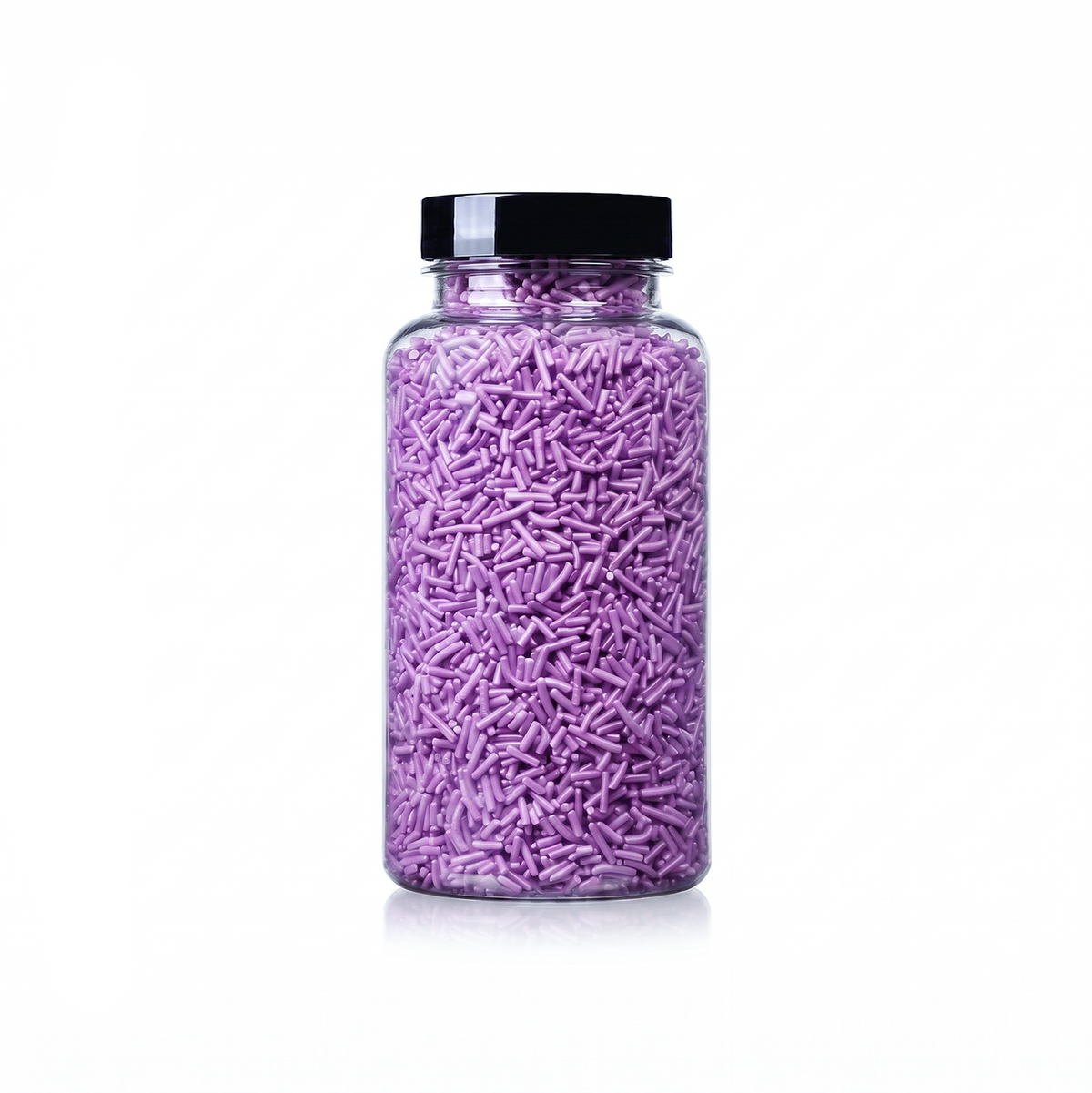 Purple Pastel Jimmies package featuring a soft, lavender purple assortment of premium decorating sprinkles for baking from a 100% peanut and tree nut free facility.
