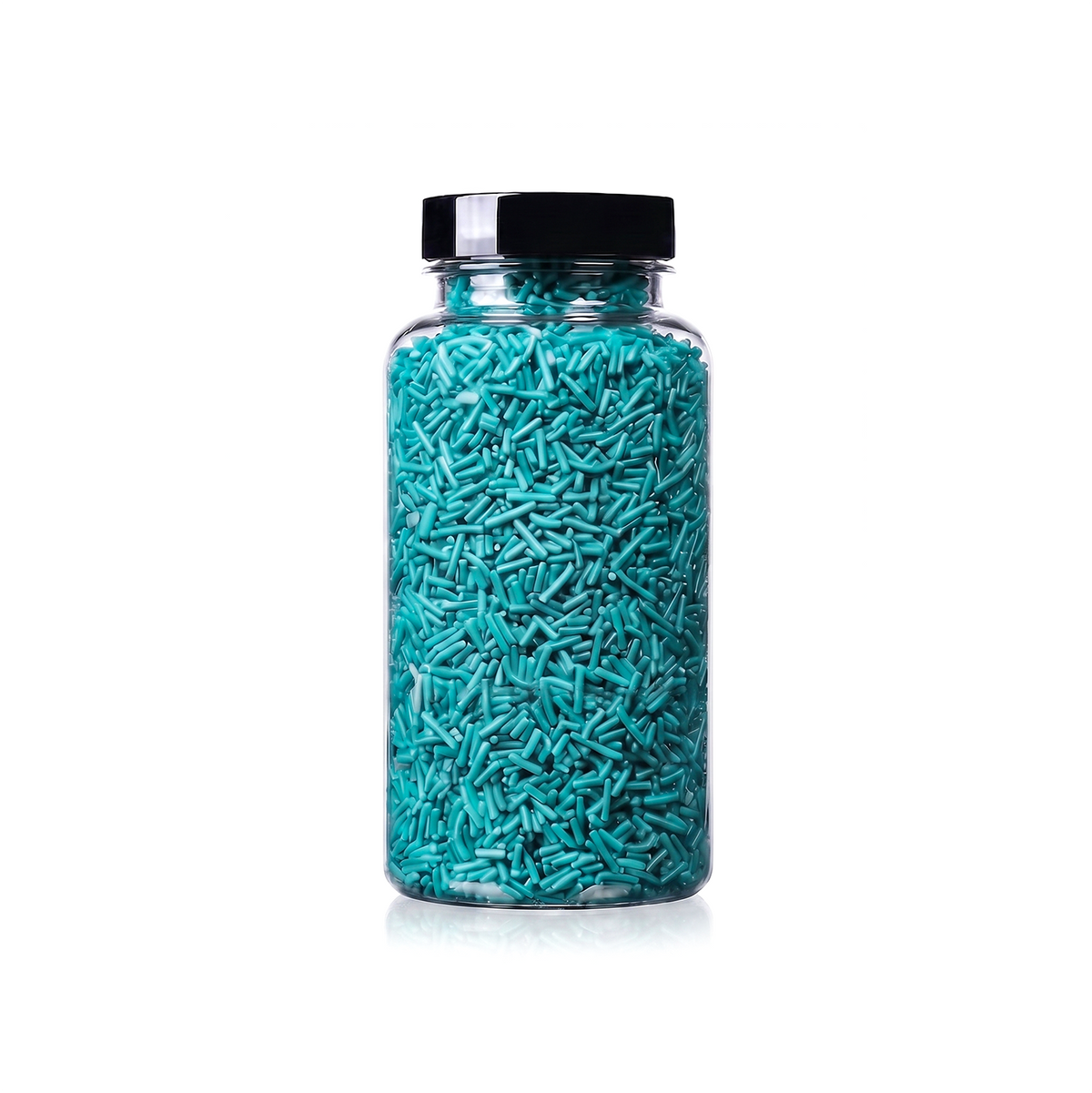 Teal Jimmies package featuring a vibrant, ocean blue-green assortment of premium decorating sprinkles for baking from a 100% peanut and tree nut free facility.
