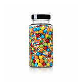 Birthday Mix Sprinkle Mix package featuring a vibrant, multi-coloured assortment of cheerful crunchy decorating pieces for baking from a 100% peanut and tree nut free facility.
