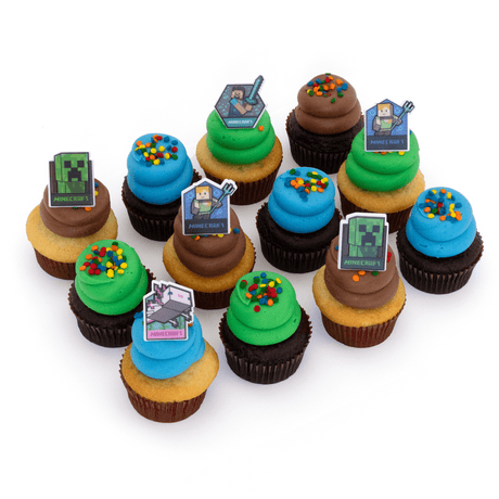 Order official Minecraft nut-free cupcakes! Safe birthday party treats with Steve & Creepers, available for Toronto delivery.	