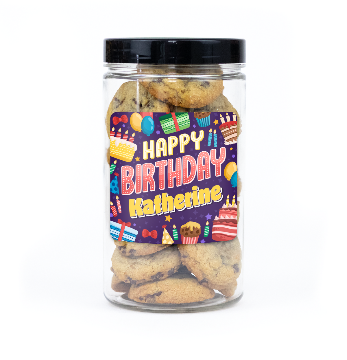Personalized Cookie Jar - Happy Birthday Graphics
