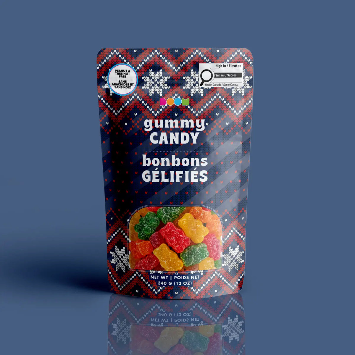 Winter Sweaters Mix package featuring a cozy and fun assortment of festive winter candy treats from a 100% peanut and tree nut free facility.