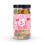 "Be My Valentine" Candy Jar (6" tall) with custom name and message sticker, filled with nut-free Boom Candy for delivery in Toronto.