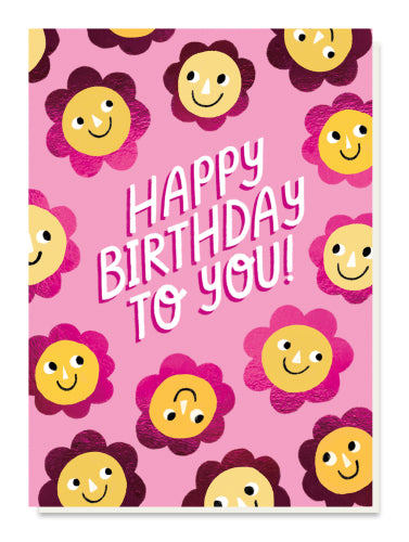 Happy Birthday Flower Faces Card