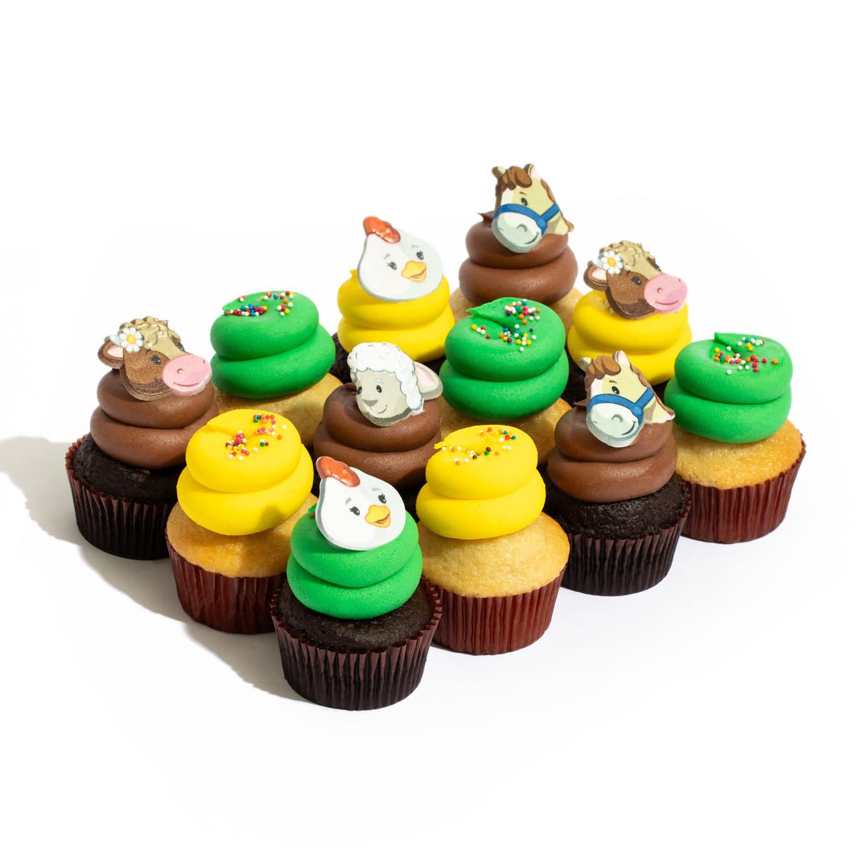 The Farm Animals Dozen: Nut-Free Birthday Cupcakes