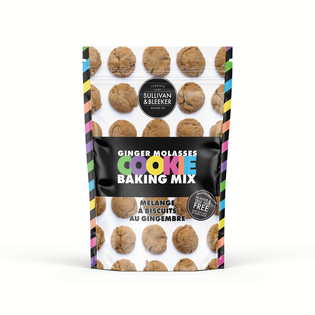 Ginger Cookie Mix Kit in a bag for baking soft-chewy, spiced nut-free ginger molasses cookies in Toronto.