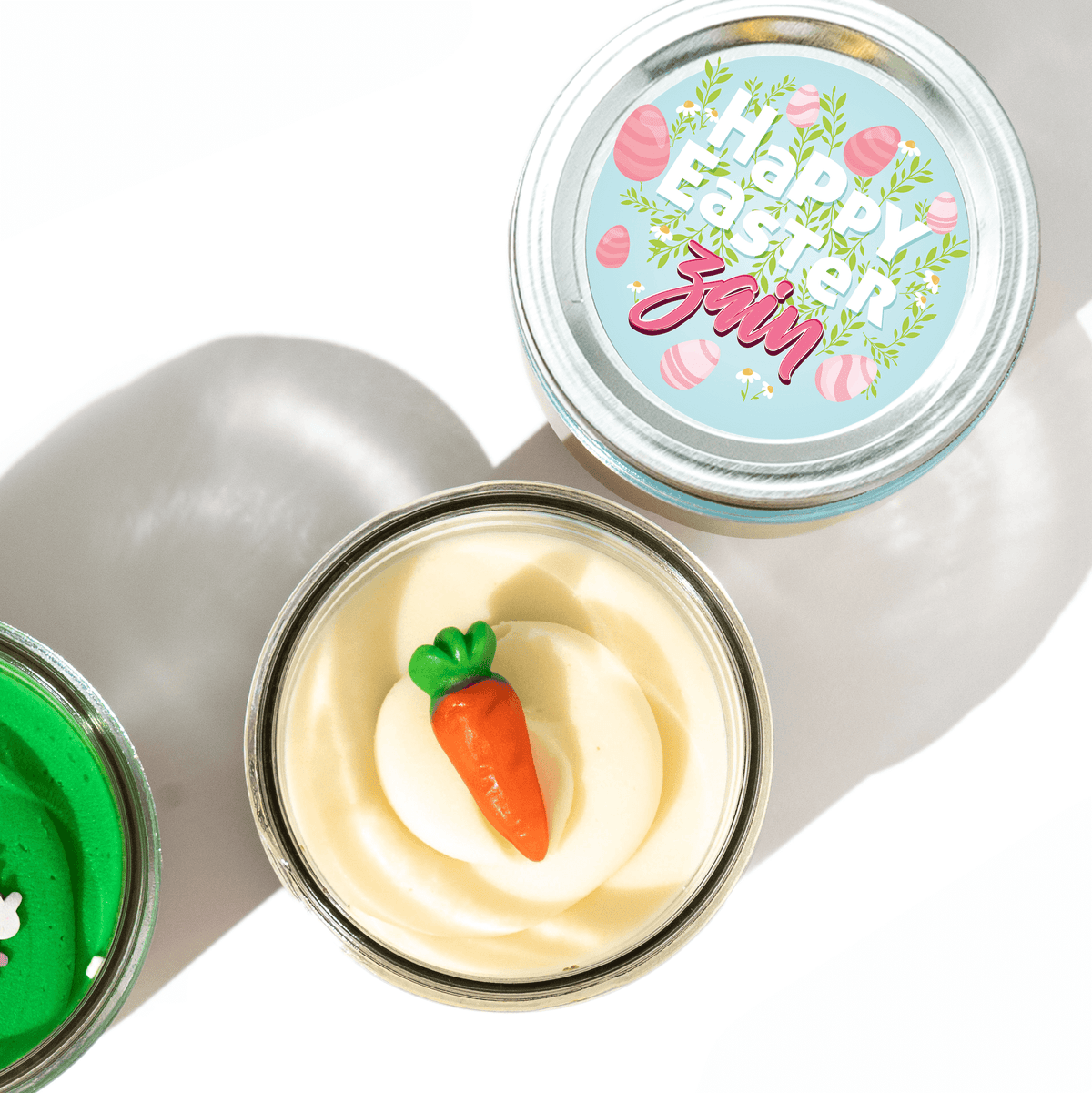 "Happy Easter" Personalized Jarcake: Custom Nut-Free Easter Gift