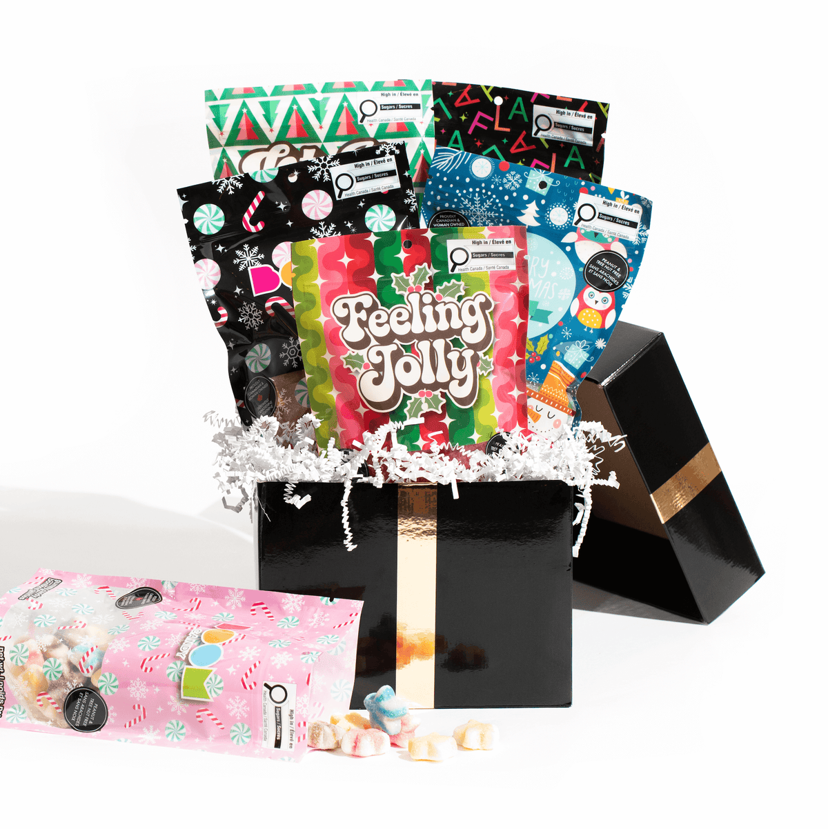 Holly Jolly 6 Pack Candy Bag Collection: Nut-Free Christmas Gift