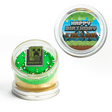 Personalized Minecraft Jarcake with custom name sticker, green frosting, and sprinkles for nut-free party favours in Toronto.
