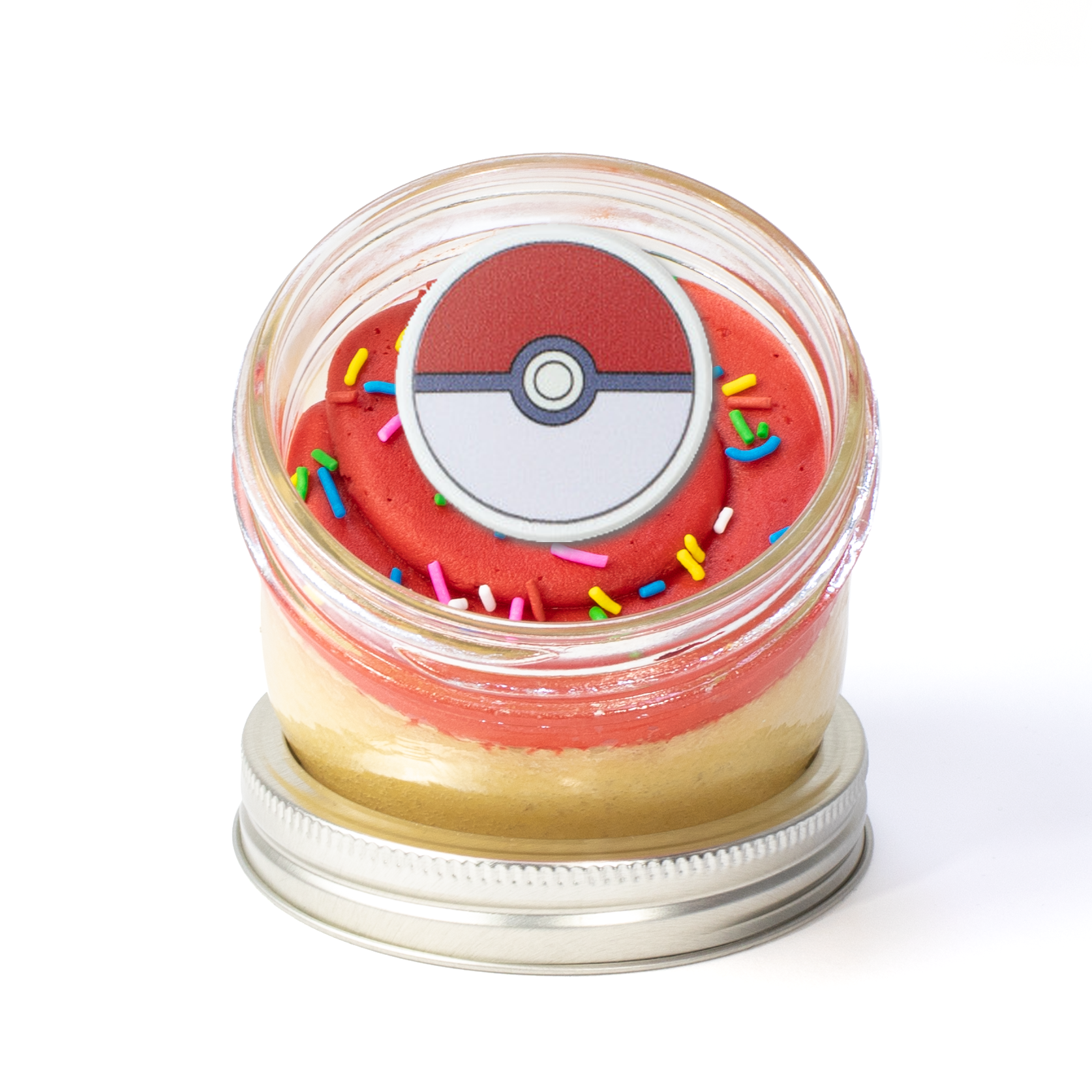 Pokémon Jarcake (Mini/Regular sizes) in a jar with personalized sticker option, themed frosting, and Pikachu ring for nut-free delivery in Toronto.