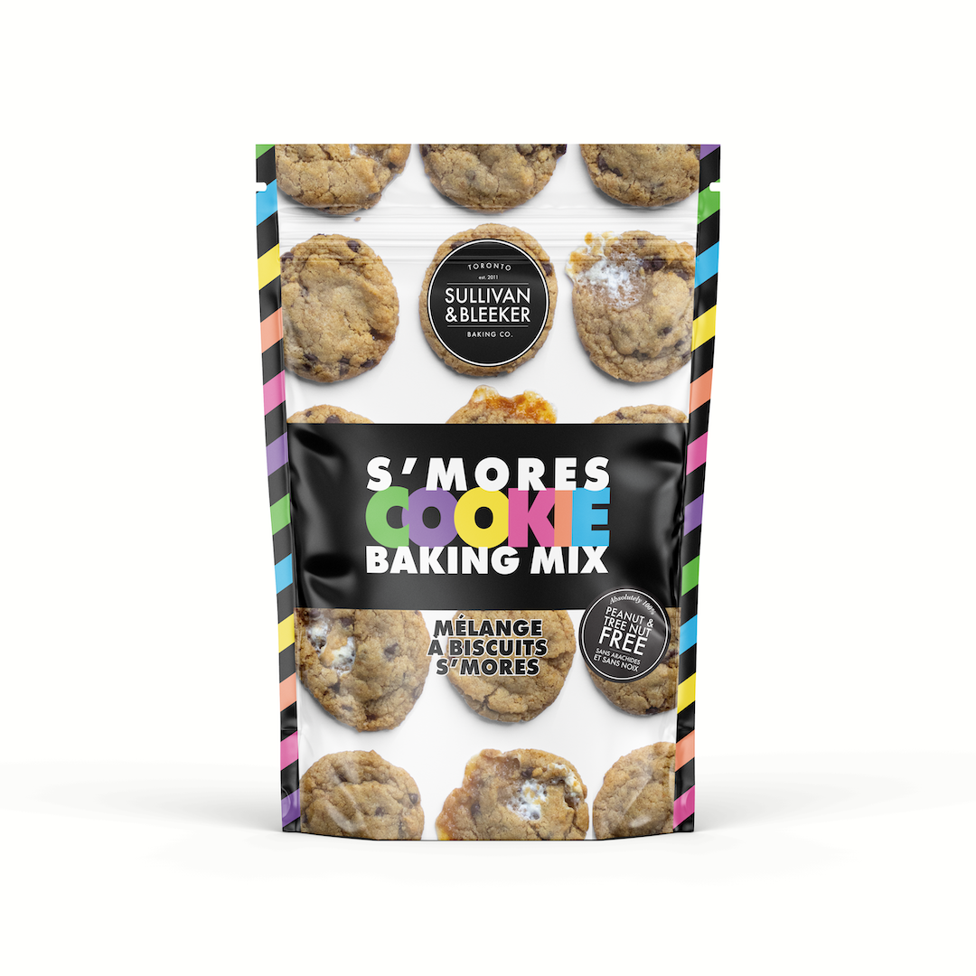 S'mores Cookie Mix Kit in a bag, with marshmallows and chocolate chips, for a fun, nut-free family baking activity in Toronto.