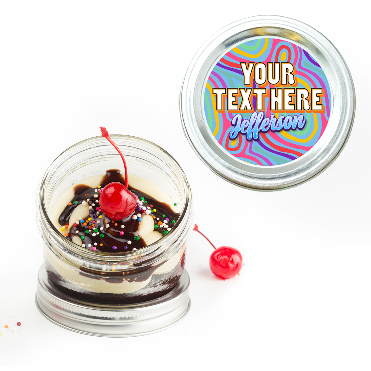 Personalized Jarcake - Your Text Wavy Lines