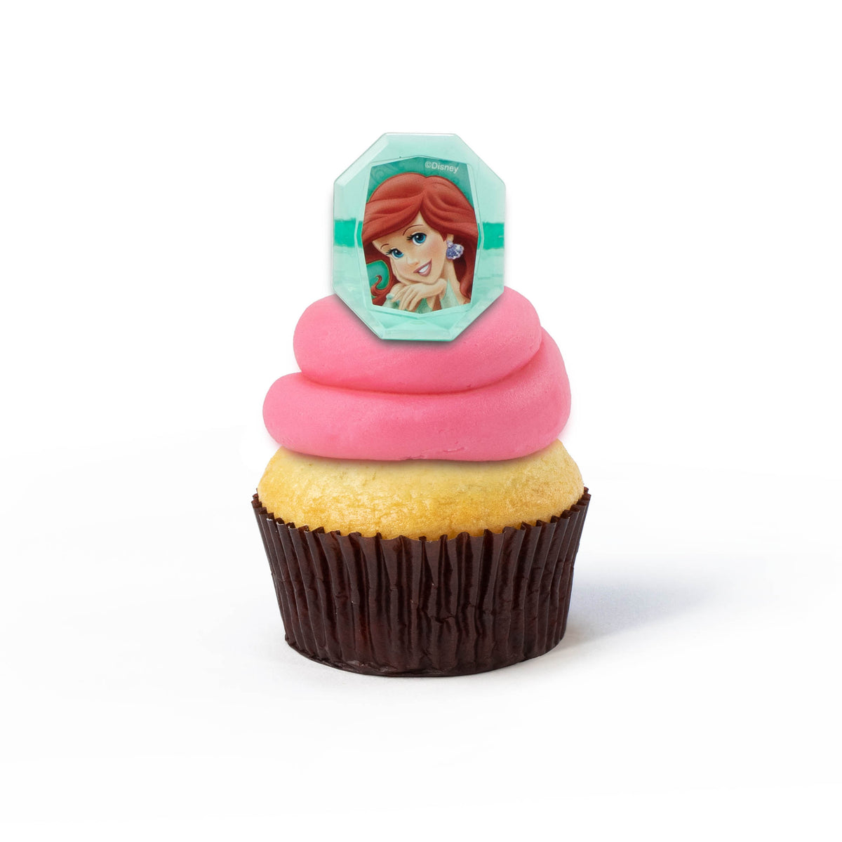 Single Princess nut-free cupcake with themed image and pastel frosting for an individual gift box or school lunch in Toronto.