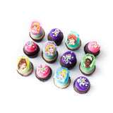 The Princess Dozen 12 pack of licensed nut-free Disney Princess cupcakes for birthday party Toronto delivery.	