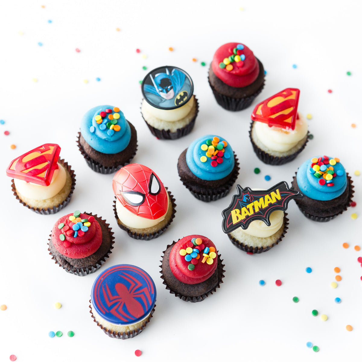 The Superhero Dozen: Official Licensed Nut-Free Cupcakes