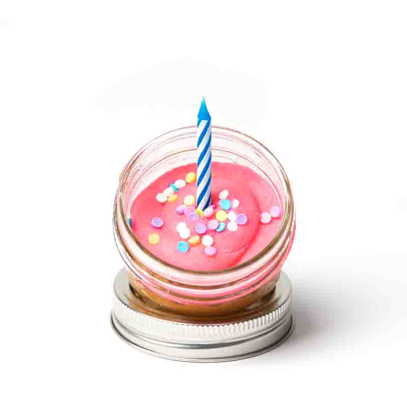 Birthday Cake Jarcake: Nut-Free Confetti Cake & Candle