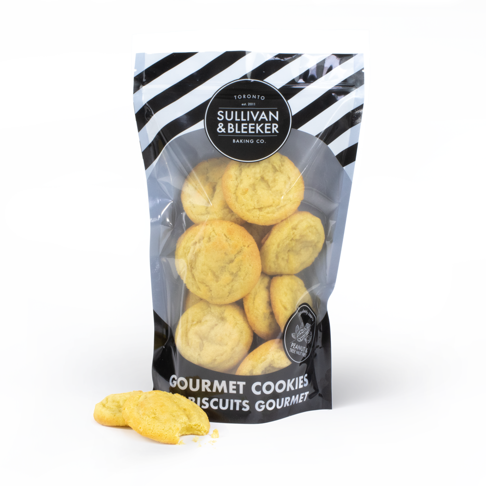 14 Mini soft-baked Lemon nut-free cookies in a resealable zip-top bag, perfect for catering and parties in Toronto.