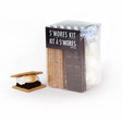 Nut-Free S'mores Kit box containing graham crackers, chocolate, and marshmallows for indoor/outdoor family activity.