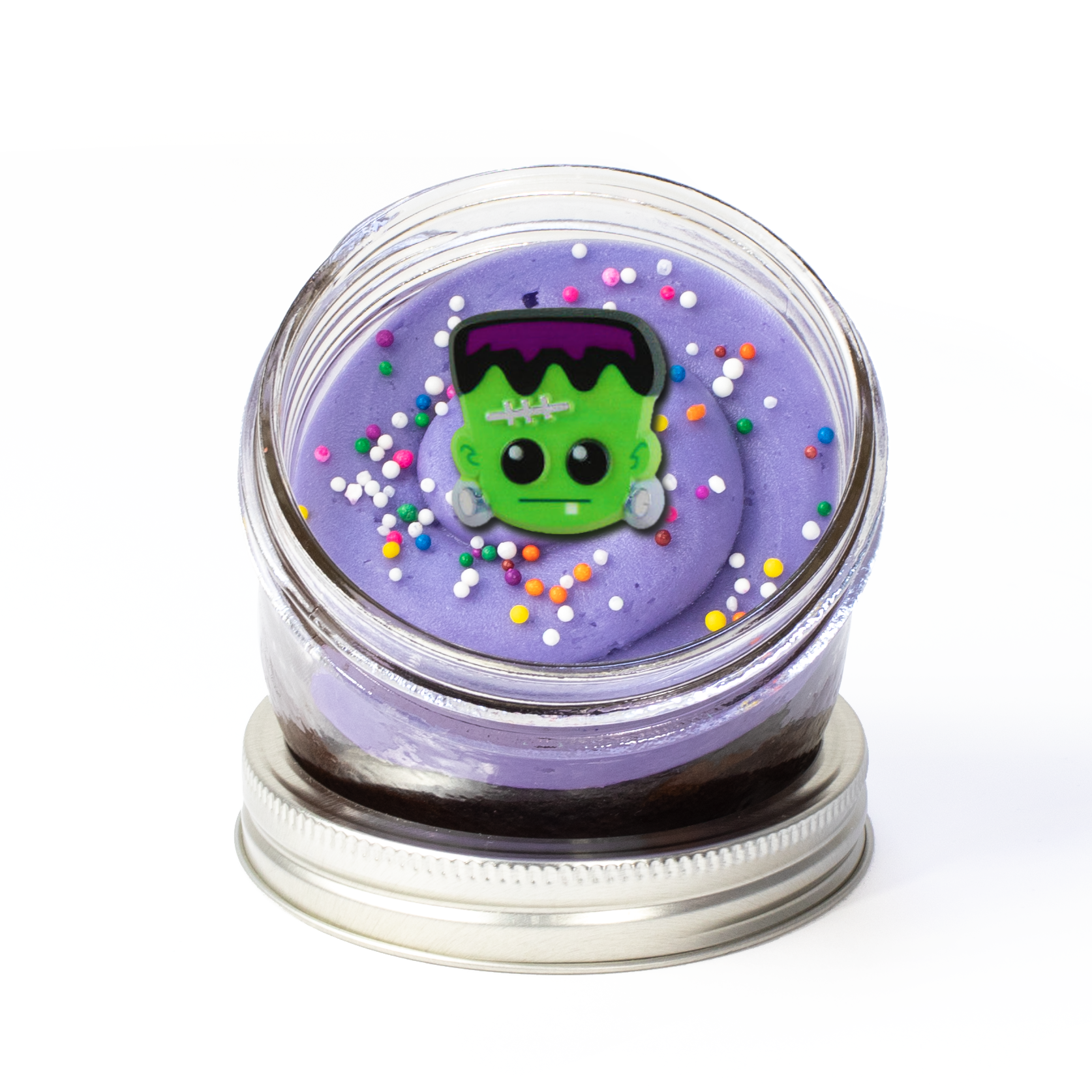 Spooktacular Jarcake (Mini/Regular sizes) in a jar with personalized sticker option, festive Halloween frosting, and spooky ring for nut-free delivery in Toronto.